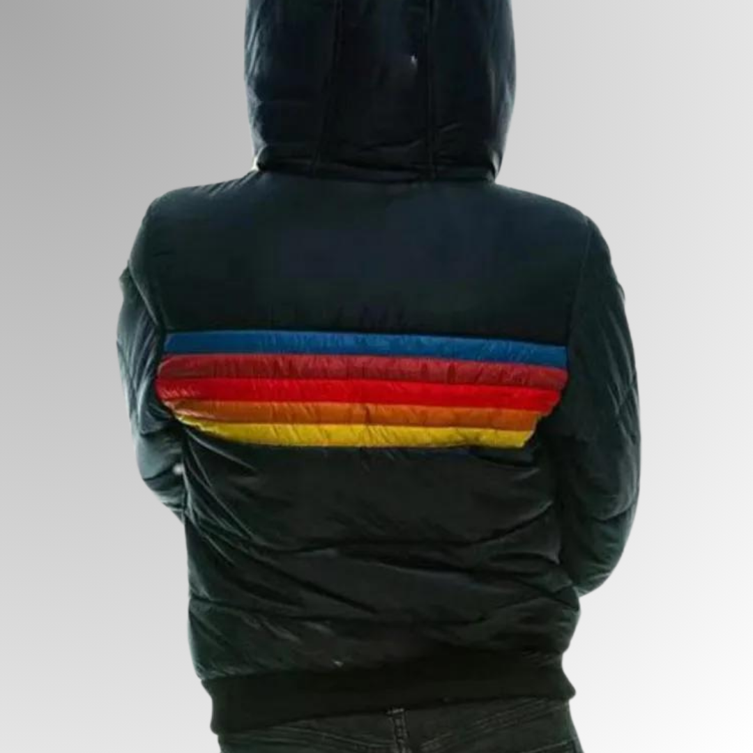 Ambre | Regenboog Gestreepte Zip-Up Jas
