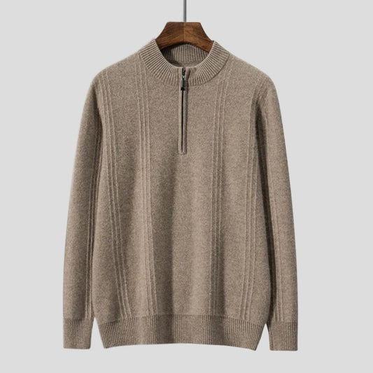 Cashmere zip-up trui met structuur